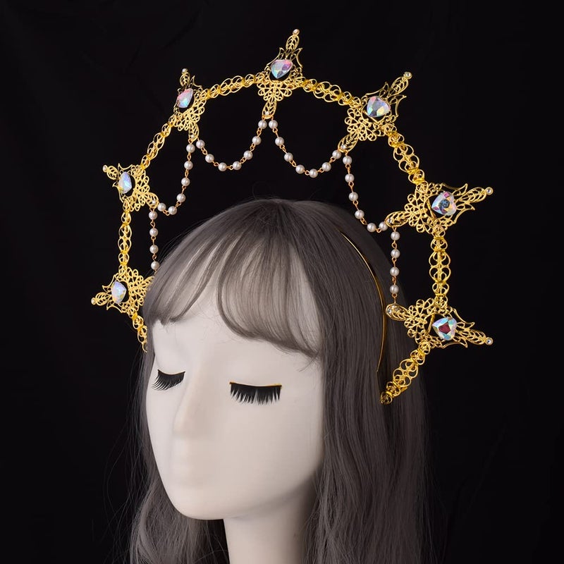 BLESSUME Halo Crown Mary Goddess Headband Women's Halloween Costume Goddess Headpiece (Style 2) - Image 2